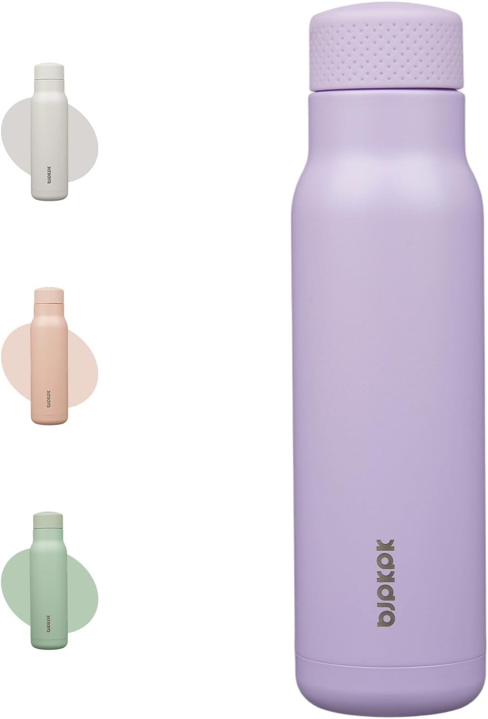 BJPKPK Stainless Steel Water Bottle,21oz insulated Reusable Bottle,Leakproof Metal Thermal Flask Double Wall,Keep Drinks Cold and Hot,Lavender