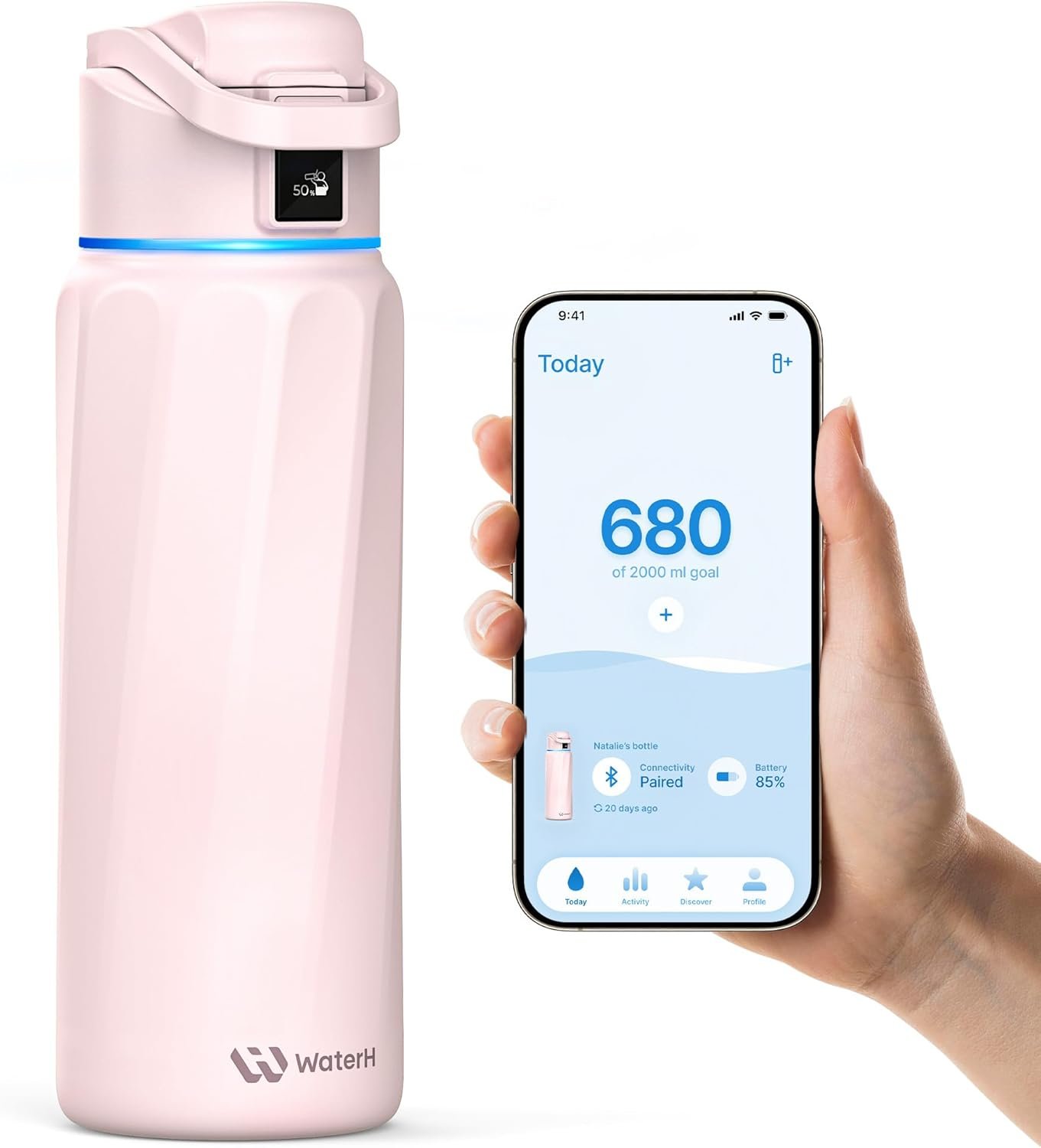 BOOST Smart Water Bottle with Reminder & Tracker, Double Wall Vacuum Insulated Bottles Stainless Steel, 32oz BPA-Free Wide Mouth for School, Gym, Office, Ideal for Father’s Day