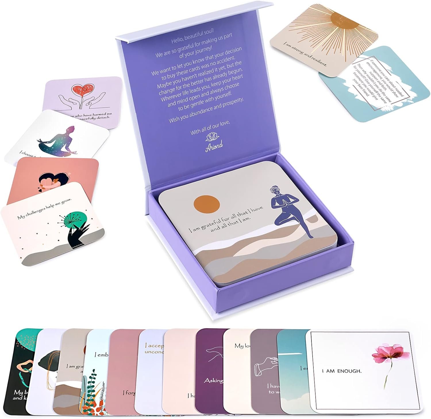 Ariond Happier Me Positive Affirmation Cards for Women – Daily Motivational & Mindful Prompts – Intentional Gift for Yoga and Spirituality Inspirational Deck For Meditation & Gratitude