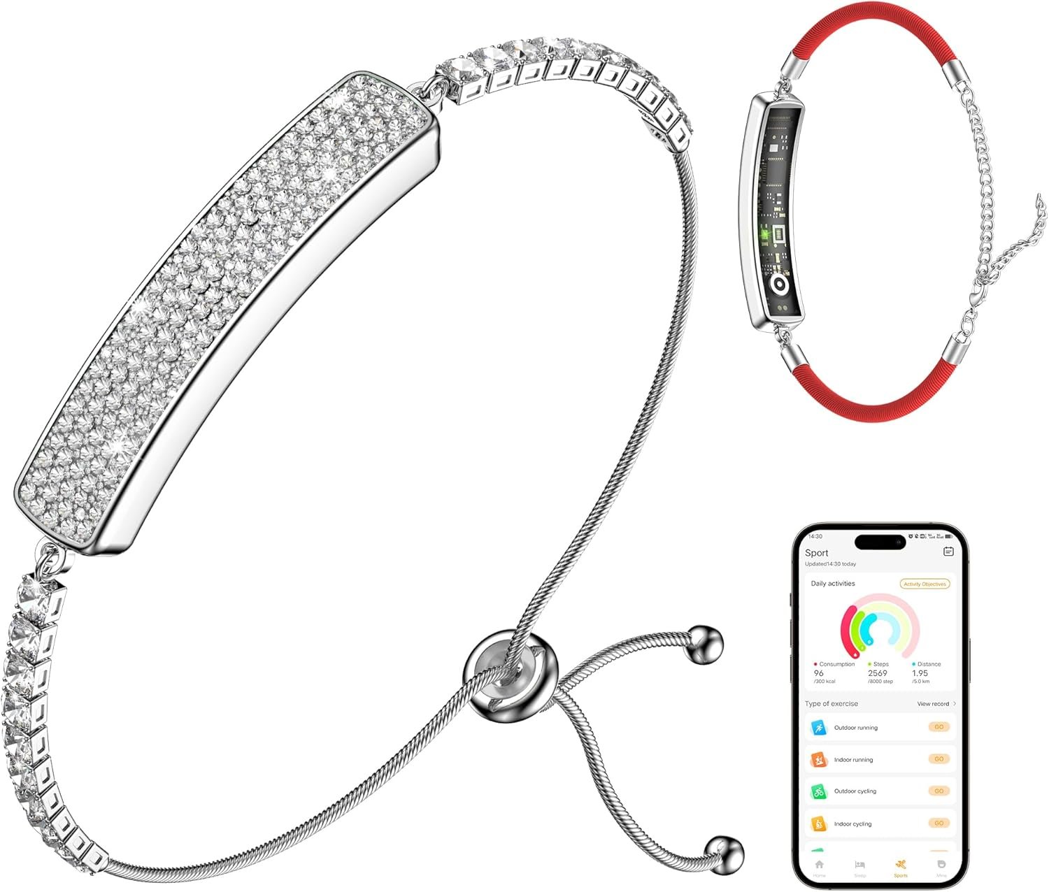 Smart Bracelet for Women,Daily Fitness Activity Tracker/Heart Rate Tracking/Sleep Tracking/Step Counter,1ATM Waterproof,Multiple Sport Modes, Fitness Tracking Wearable with Free App, 2 Bands