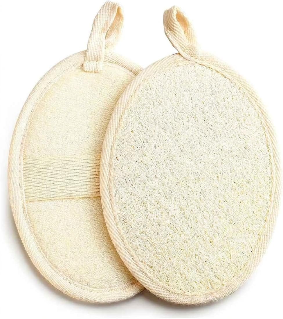 Premium Egyptian Natural Loofah Sponge (2 Pack) – Exfoliating Body Scrubber for Shower, Deep Cleansing Bath Pouf for Face & Body, Eco-Friendly Luffa for Men & Women