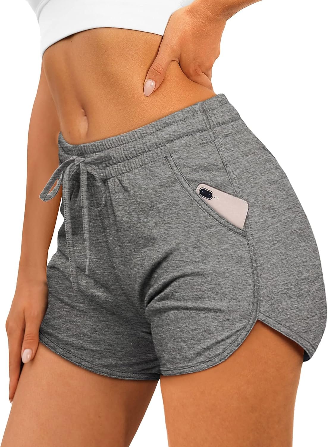 Aloodor Womens Athletic Shorts Running Dolphin Shorts with Pockets and Drawstring