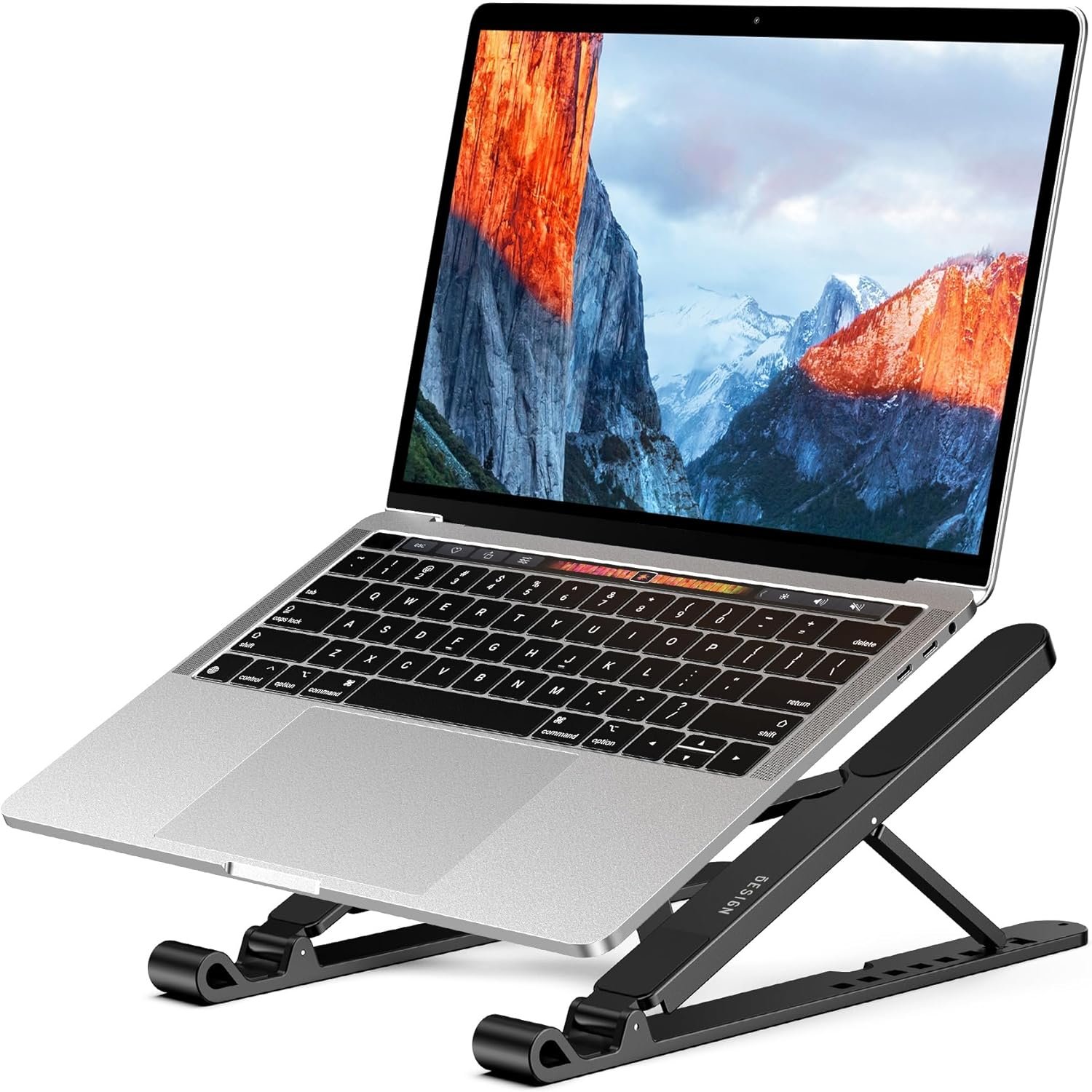 BESIGN LS01 Pro Ergonomic Laptop Stand, Plastic Laptop Riser, Portable and Adjustable Notebook Computer Holder Compatible with 10-14″ Laptops (Black)