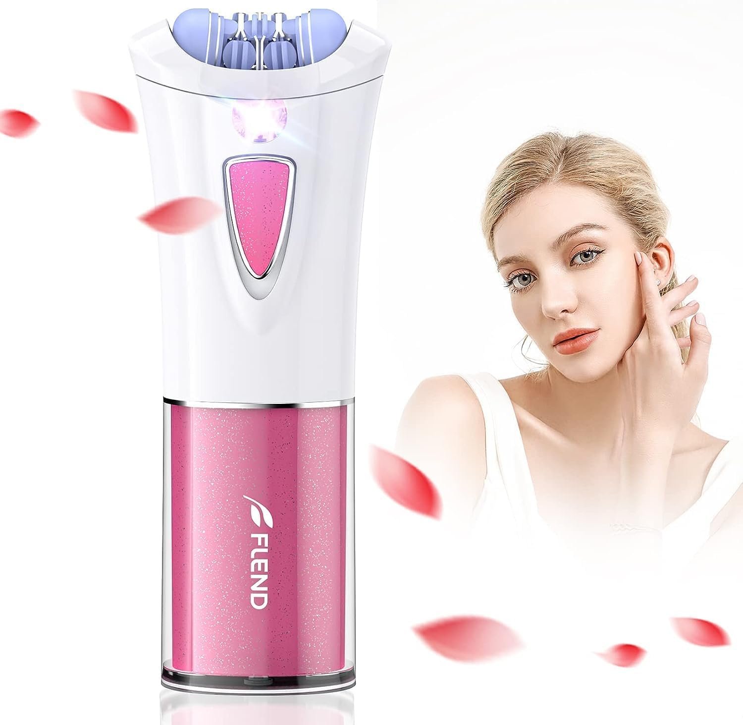 Mini Epilator, Facial Hair Remover for Women, Full Body Smooth Glide Epilator, Portable Electric Lady Shaver for Face, Armpits, Arms, Bikini, and Legs, with 9-Tweezers with LED for Precision