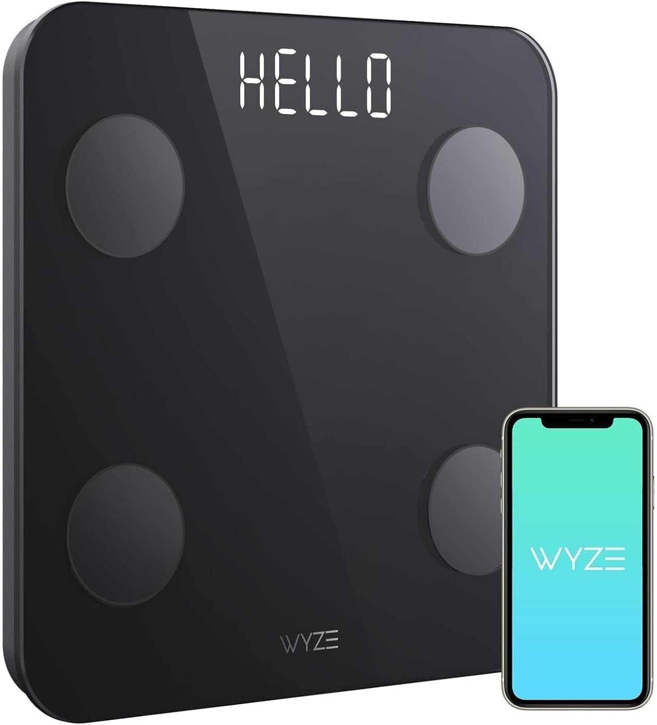 Wyze Scale S, Smart Scale for Body Weight, BMI, Body Fat, Muscle Mass, Digital Bathroom Scale with Bluetooth App Sync, Body Composition Analyzer, Batteries Included, 400lb