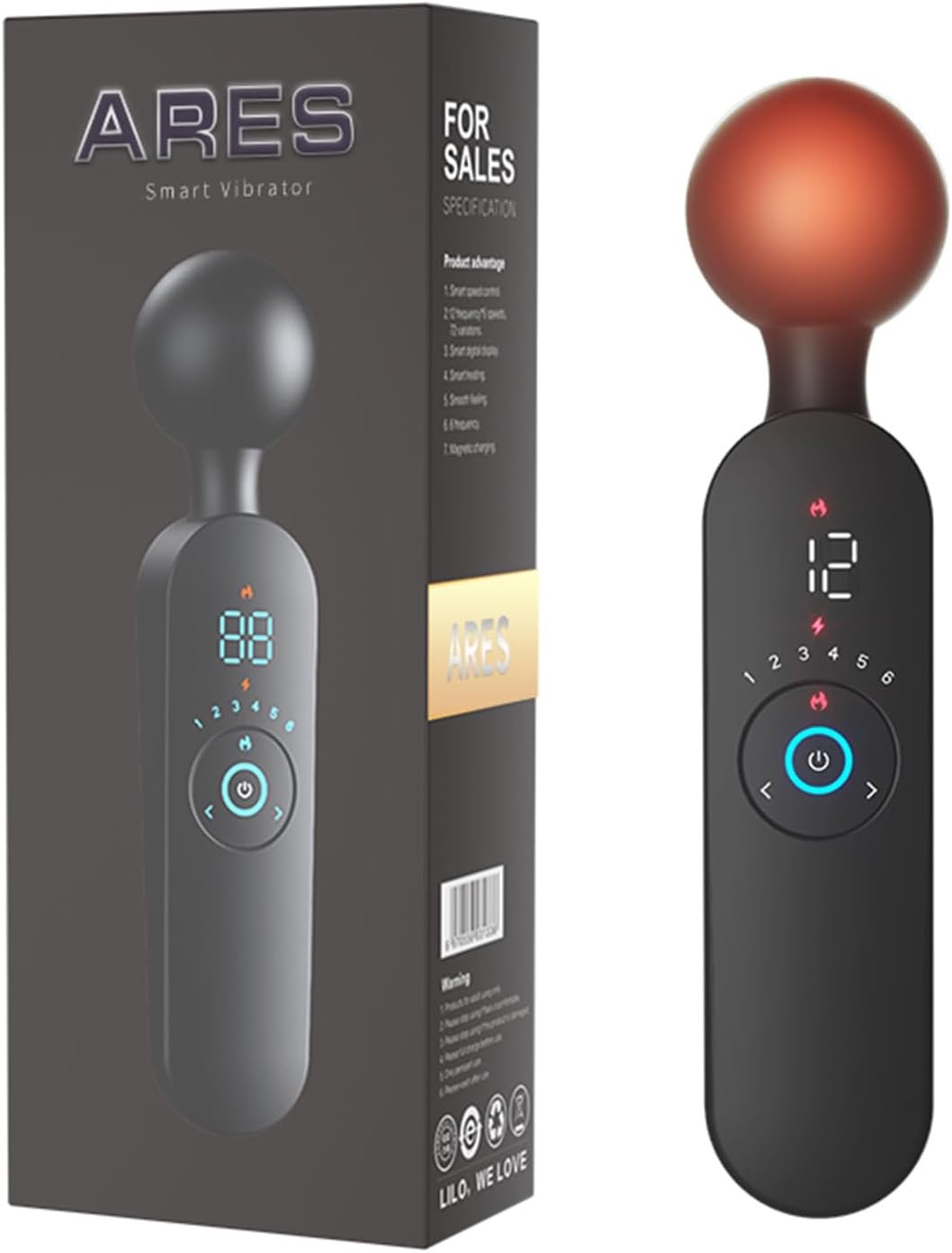 Portable Cordless Handheld Massager – Water-Resistant, Smart Heating, USB Rechargeable, Whisper Quiet,6 Speed Levels,12 Vibration Modes for Full-Body Relaxation & Fatigue Relief