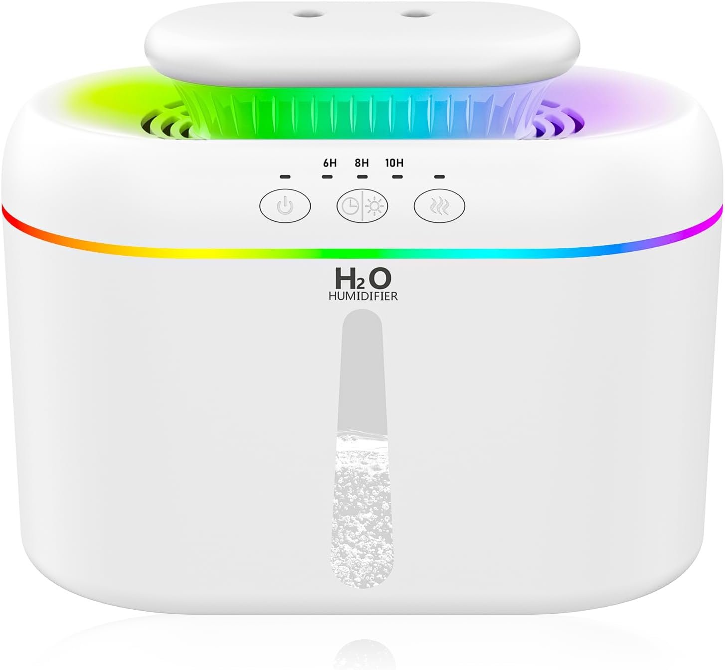 2L humidifiers for bedroom humidifier Home Ultra-Quiet 28 dB Quiet Supersized Cool Mist Air Humidifier for Baby Nursery，Dual Nozzie，Easy to Clean & Fill, 7 Color NightLight (White)