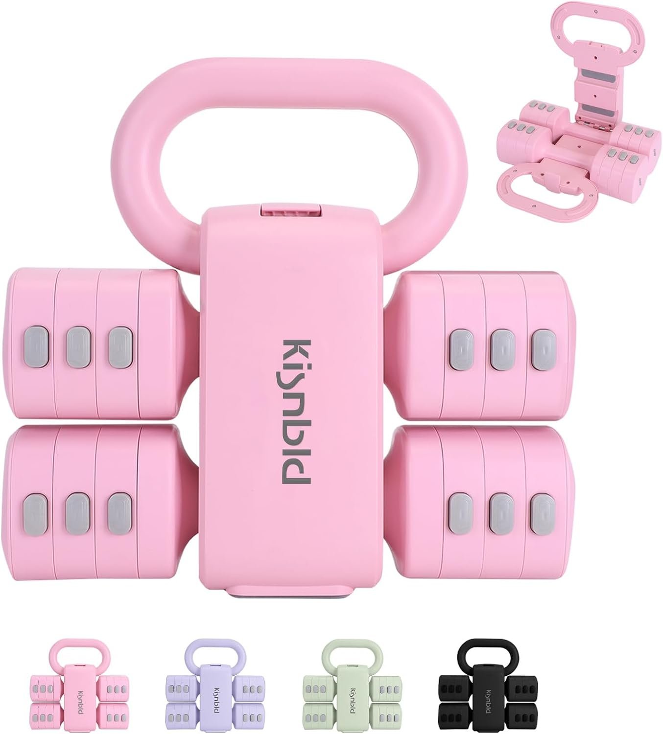 kisnbld Adjustable Dumbbell Set of 2, 4 in 1 Free Weights Dumbbells Set for Women with Fast Adjustment, Each 2lb 3lb 4lb 5lb Hand Weights Set for Home Gym & Outdoor Exercise Training