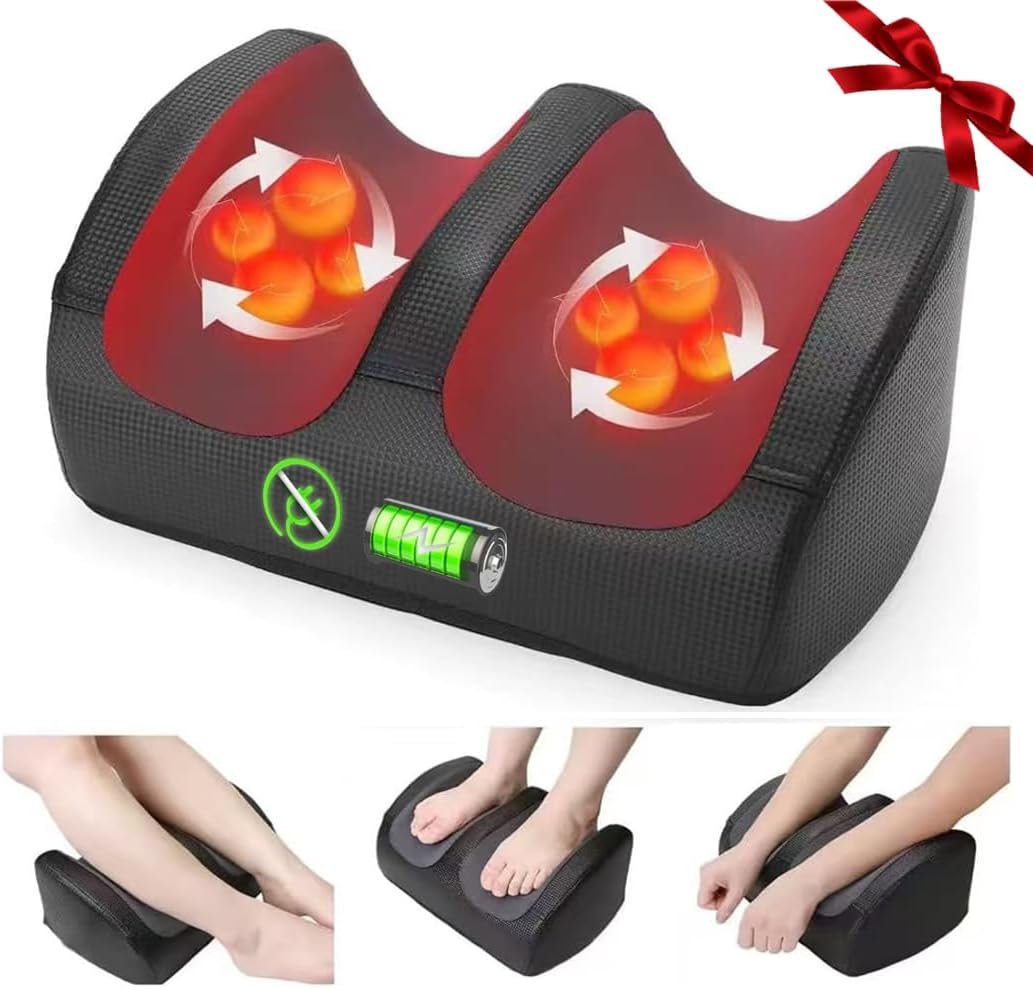 Foot Massager Christmas Gifts for Women,White Elephant Gifts for Adults Cordless Shiatsu Foot and Calf Massager with Heat, Deep Rolling Massage for Plantar Fasciitis Relief Electric Massage Tool