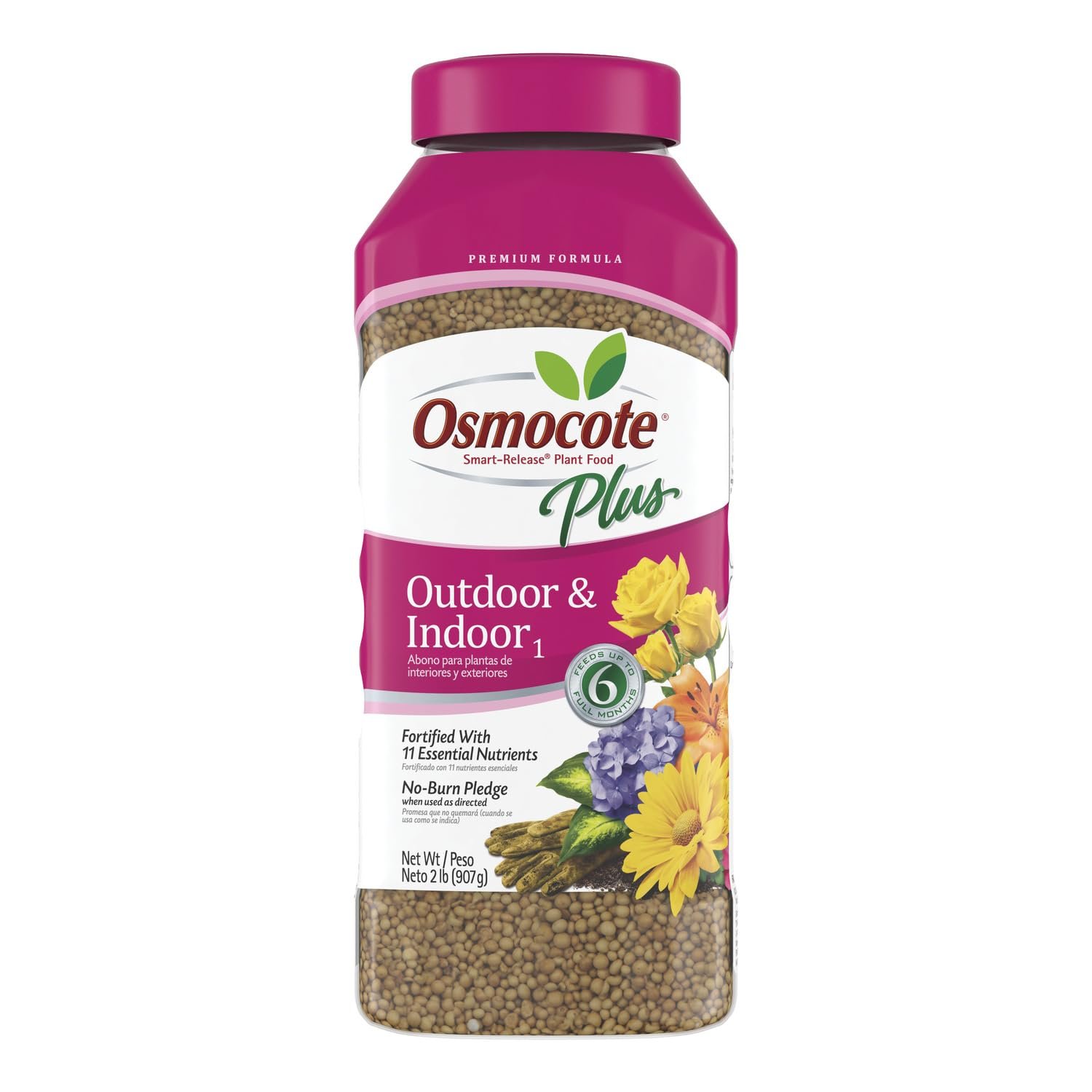 Osmocote Smart-Release Plant Food Plus Outdoor & Indoor1 – Granular, Continuous Release Plant Fertilizer with 11 Essential Nutrients, 2 lbs.