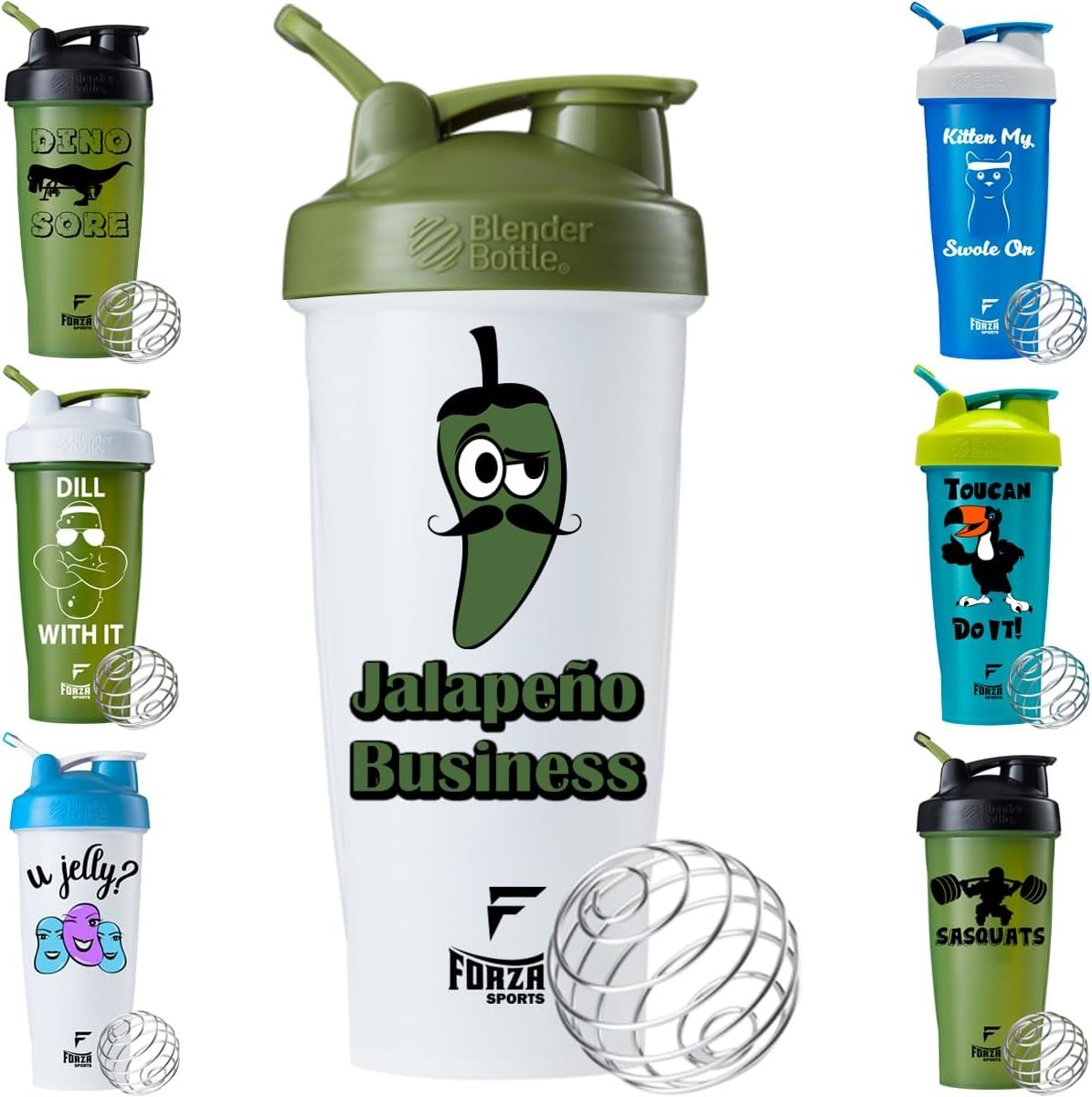 Forza Sports Blender Bottle x Classic 28 oz. Shaker – Jalapeno Business – White