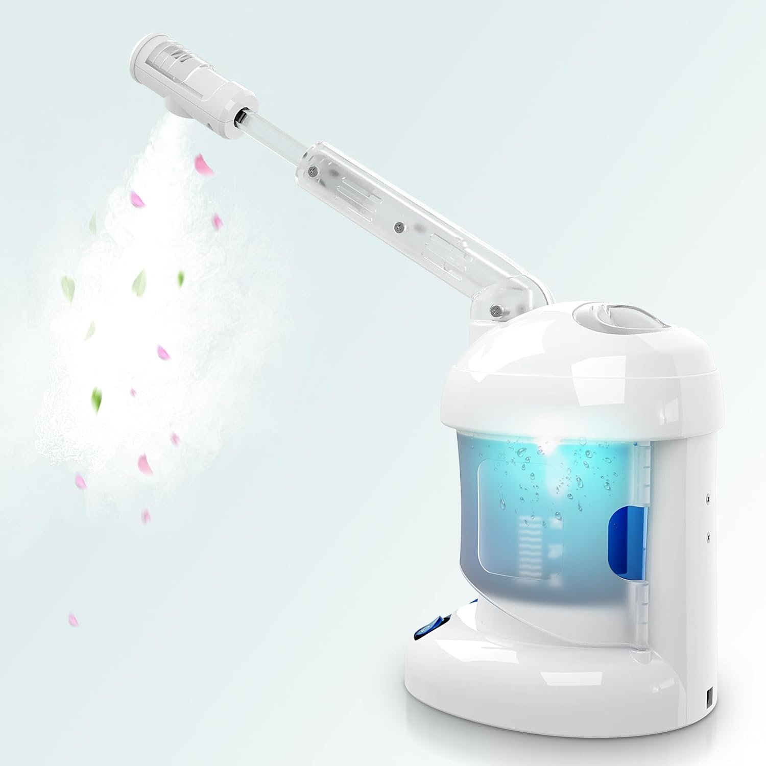 Facial Steamer – Ozone Steamer with Extendable Arm – Professional Nano Ionic Facial Steamer for Deep Cleaning – Portable for Personal Care Use at Home or Salon