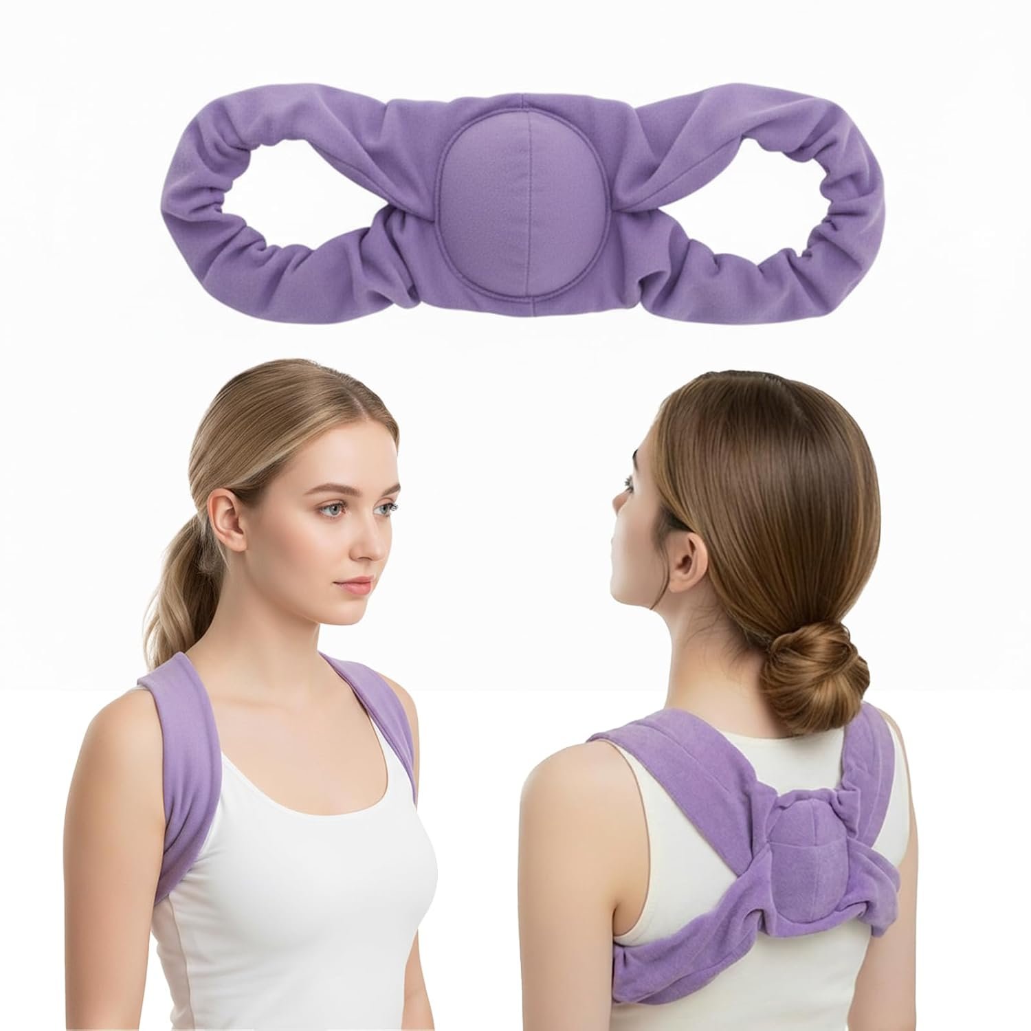 RNEMP® Sleep Upper Back Posture Corrector for Women, Ultra-Soft Lavender Back Brace for Sleeping, Lightweight & Airy, for All Night Spine Alignment & Morning Relief (Lavender Purple)