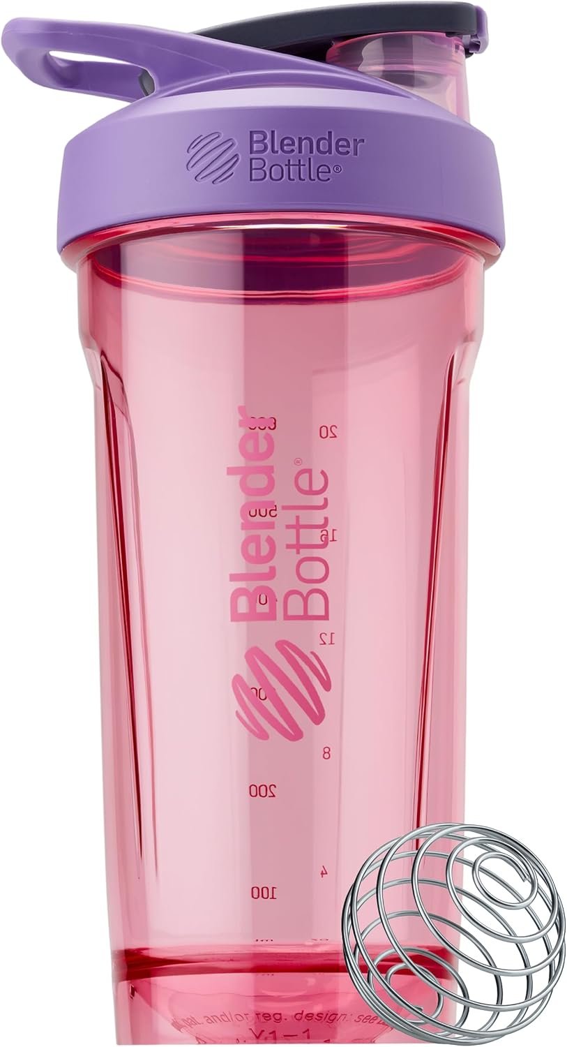 BlenderBottle Sport Shaker Bottle with Wire Whisk, Protein Shakes & Hydration for Athletes & Fitness Enthusiasts, Easy Mixing, Durable & Lightweight, Lockable Lid, 28-Ounce, Purple