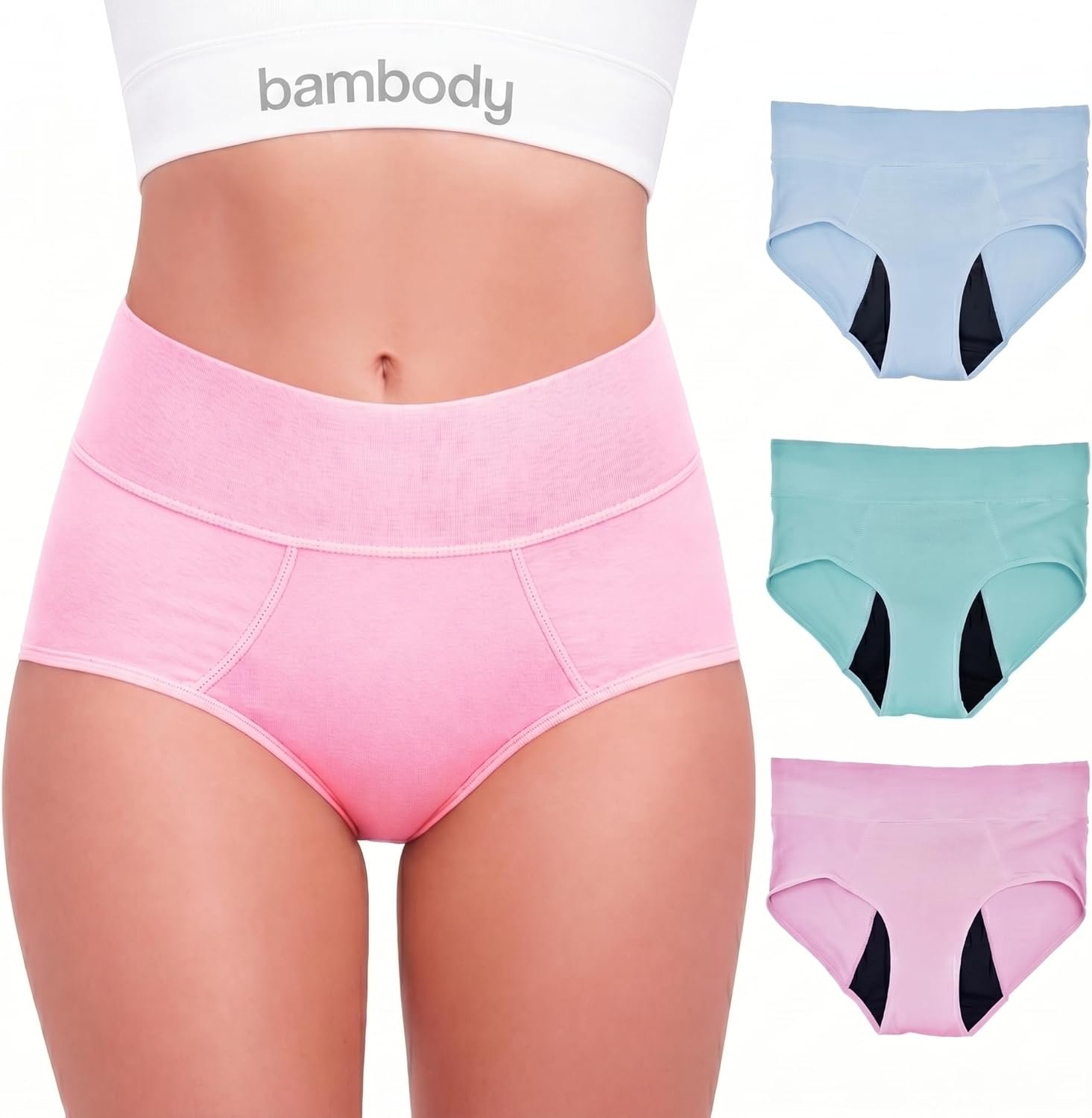 Bambody Absorbent Period Panties – Bamboo Rayon – Period Underwear for Women and Teens – All-Day Long – Overnight Protection