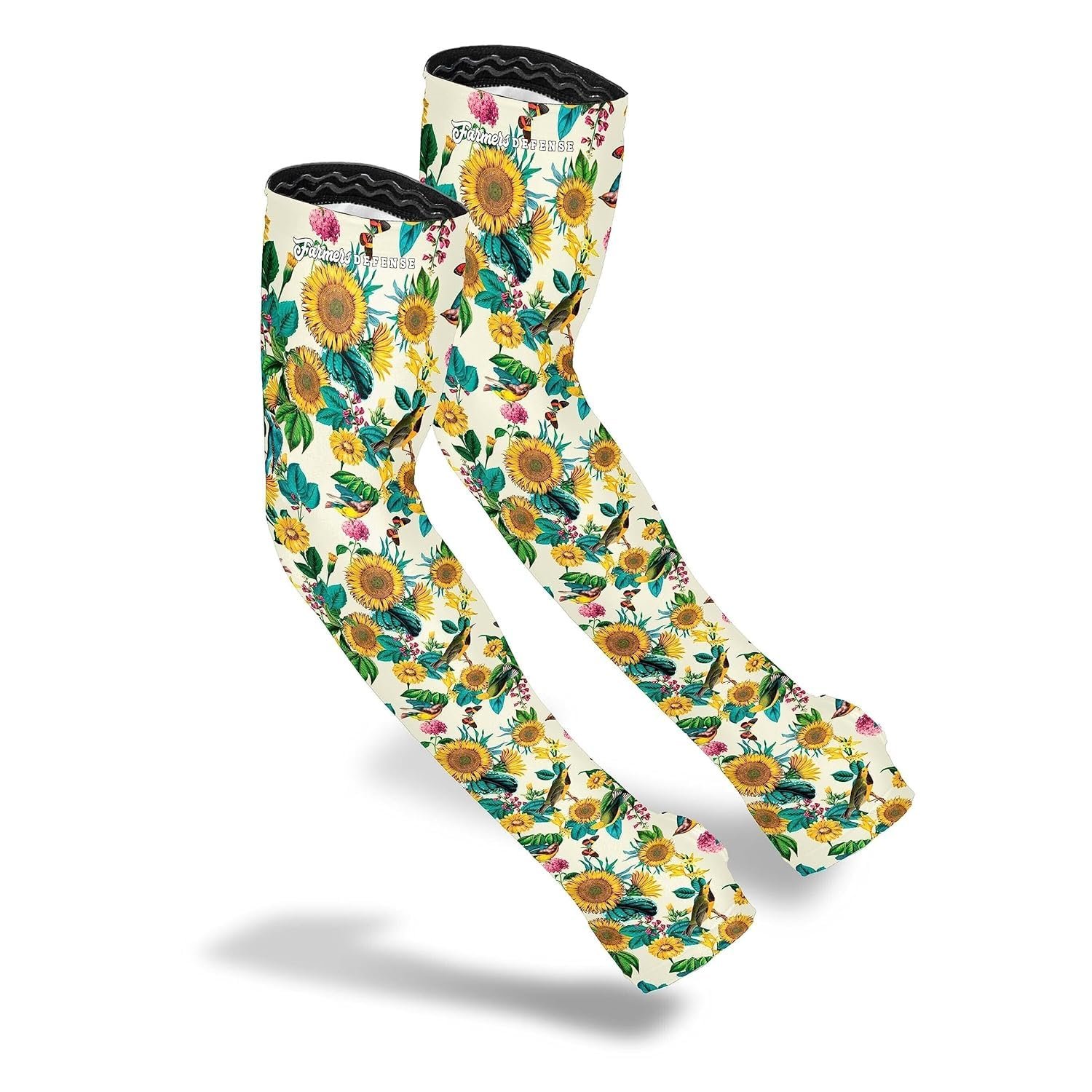 FARMER’S DEFENSE Gardening Arm Sleeves|UV Cooling Protective Sleeve Women & Men|Anti-Scratch Cover Sun UPF Outdoor Protection – Garden Flowers- L/XL