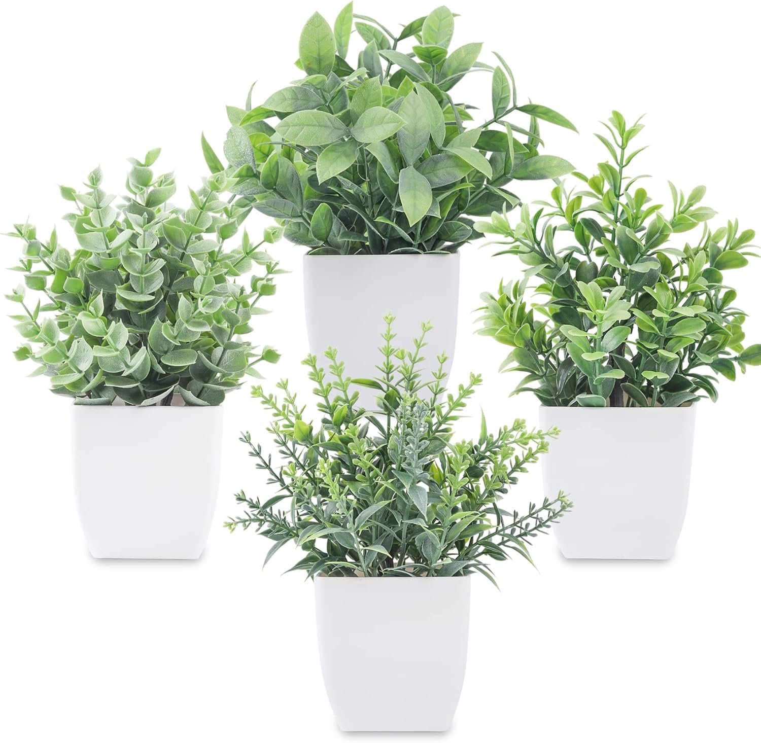 Der Rose Graduation Gifts 4 Pack Fake Plants Mini Artificial Greenery Potted Plants for Home Decor Indoor Office Table Room Farmhouse Bathroom Decor