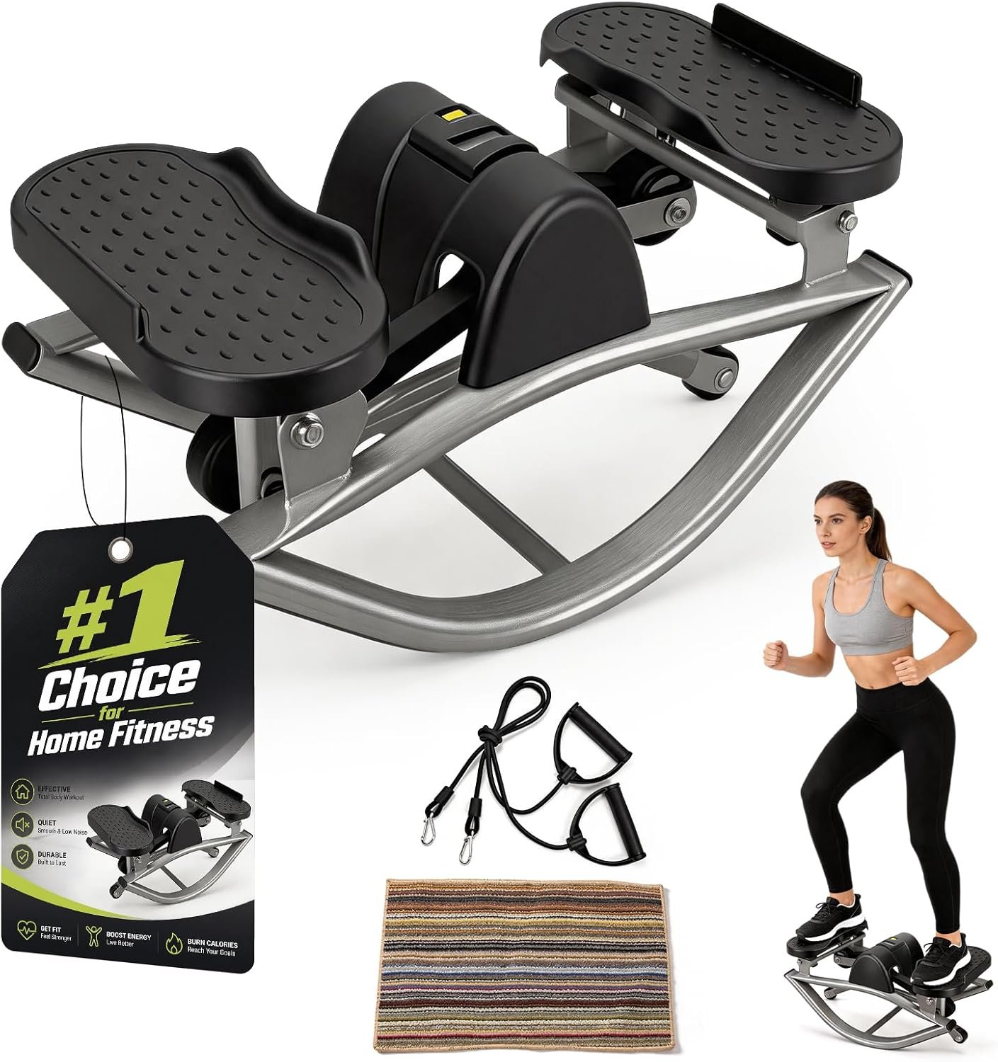 Rock Stair Steppers for Exercise at Home Aerobic Step Platform Side to Side Rocking Fitness Machines Steper up Box for Workout Mini Portable Gym Rocker Escalones para Hacer Ejercicio