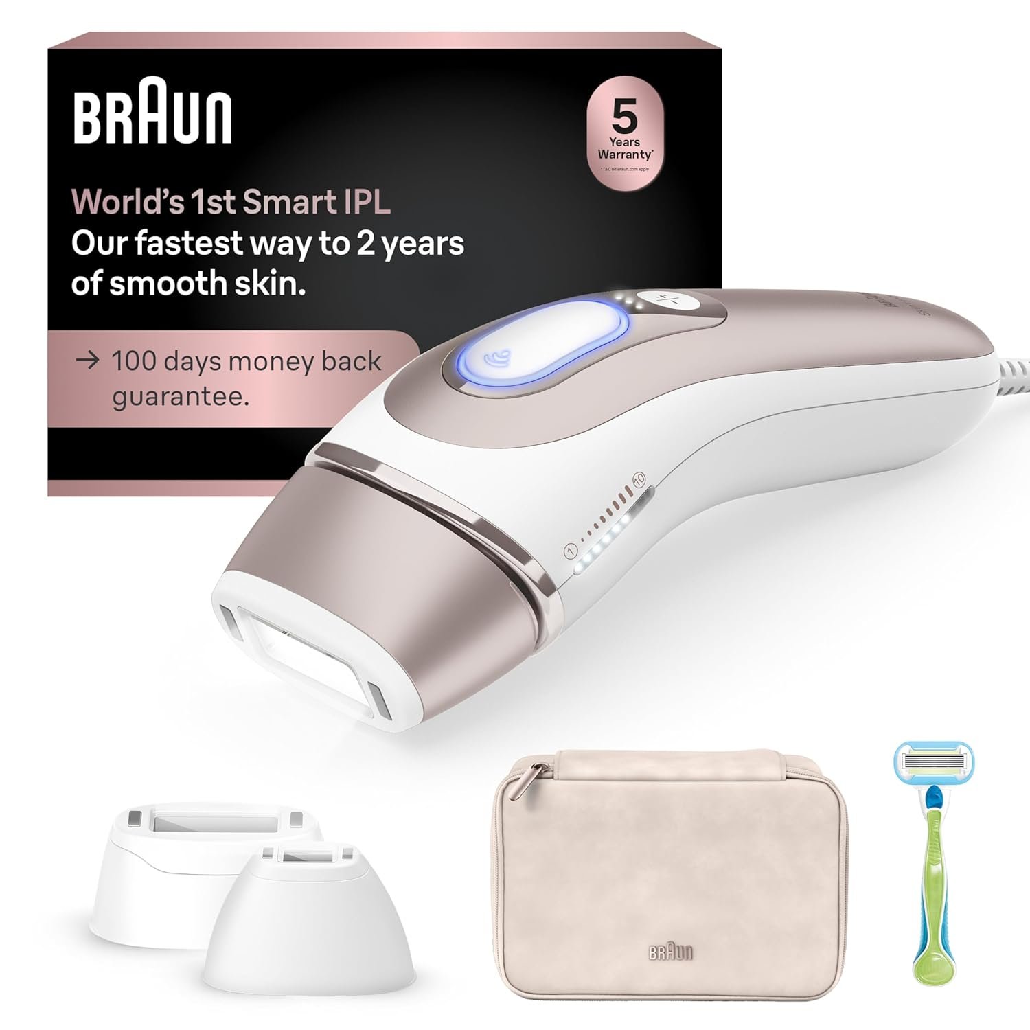 Braun Smart IPL, Skin i·Expert Pro 7, VOGUE’s Best Hair Removal Device, IPL Hair Removal for Women and Men, Permanent Laser Hair Reduction At-Home, World’s 1st Smart App, 3 Heads, IPL7243