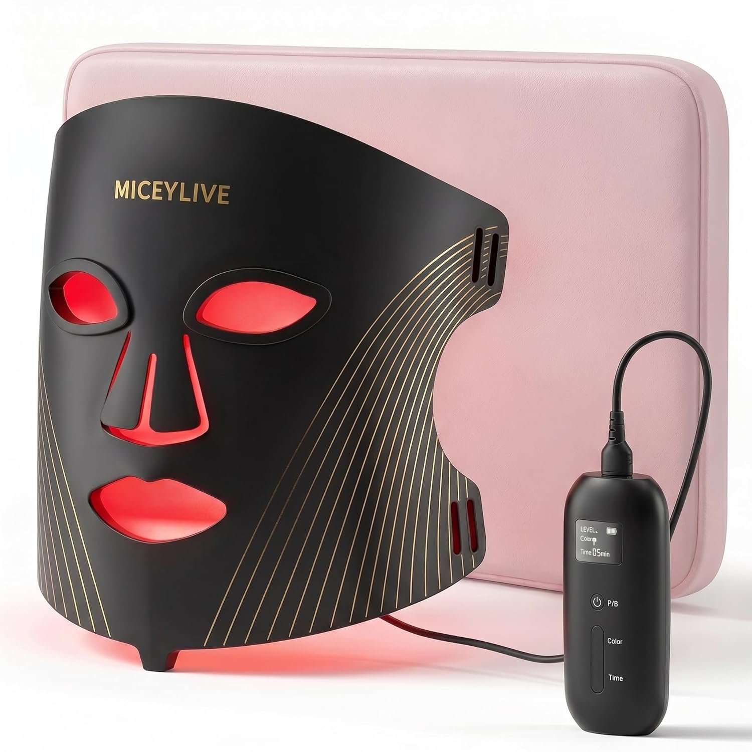 Red Light Therapy for Face Mask, Blue Light Therapy for Acne, Gifts for Women, Wrinkle LED Face Mask, 432 LED with Full Face Coverage & 3 Light Modes, Travel Bag for Home Use & Travel, Black