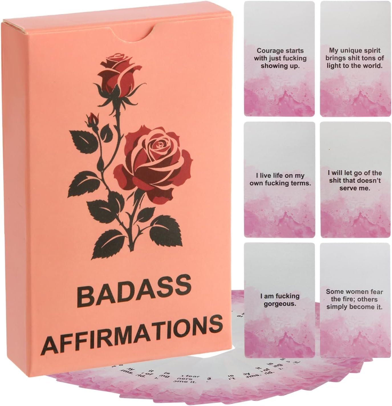 Lapsia 55 Badass Affirmation Cards for Women – Funny Gift for Her, Self Care Cards with Bold Attitude, Daily Motivation & Empowerment