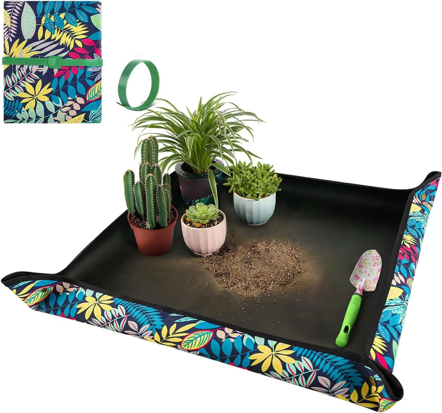 Repotting Mat for Plant Transplanting and Mess Control 29.5″x 29.5″ Oxford Fabric Waterproof Potting Foldable Indoor Portable Gardening Tray Unique Gifts Lovers