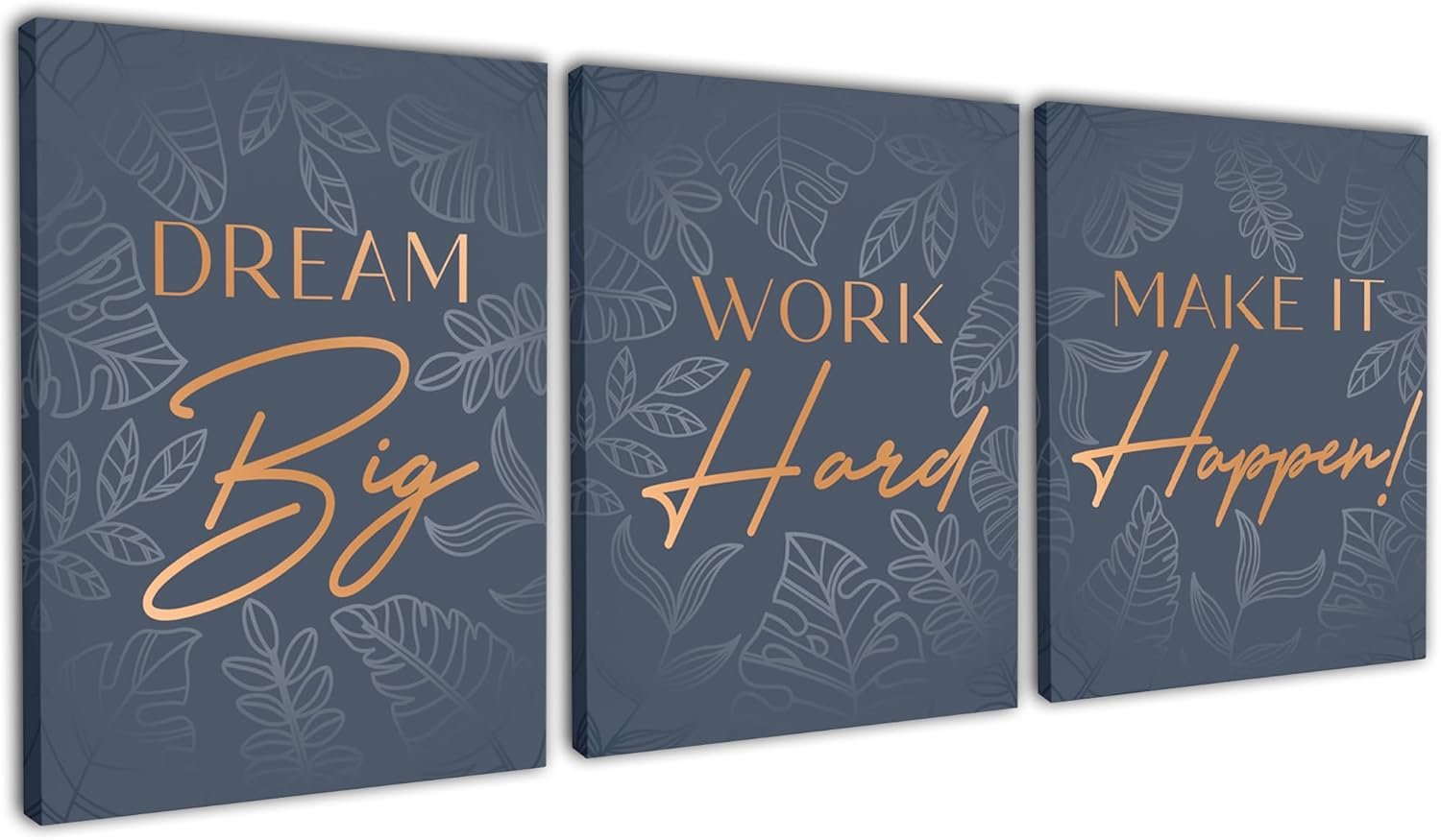 HoneyKICK Affirmations Framed Canvas Set – Set of 3 Inspirational Wall Art – Wall Decor for Living Room, Bedroom, Office Decor for Women – Motivational Home Decor Gift
