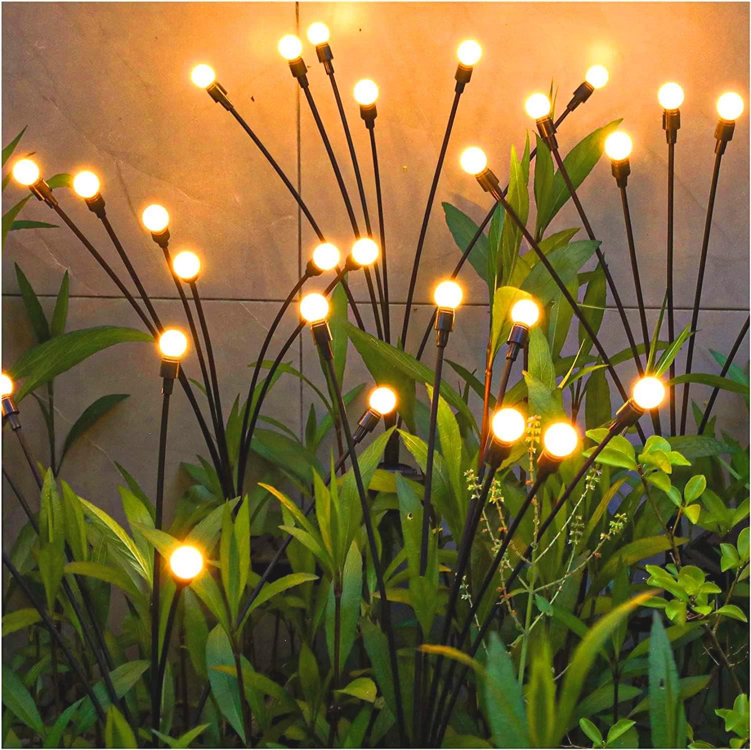 TONULAX Solar Garden Lights – Upgraded Solar Swaying Light, Sway by Wind, Outdoor Lights, Yard Patio Pathway Decoration, High Flexibility Iron Wire & Heavy Bulb Base, Warm White(2 Pack)