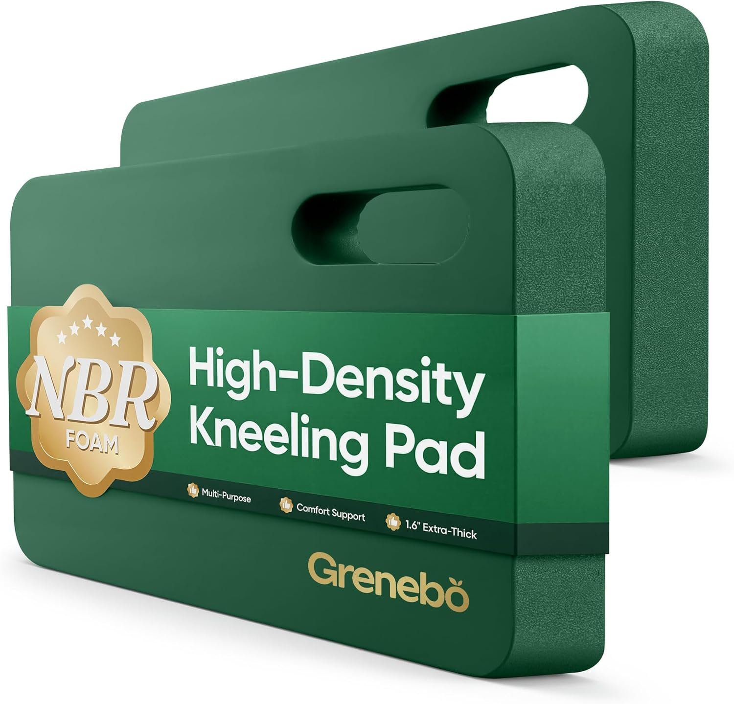 Grenebo 2-Pack 1.6″ Extra Thick NBR Foam Garden Kneeling Pads, Ultra Soft Cushion Kneeling Pads for Gardening, Gardening Kneeling Pad for Baby Bathing, Work, Exercise, 17.3×11×1.6 in, Green