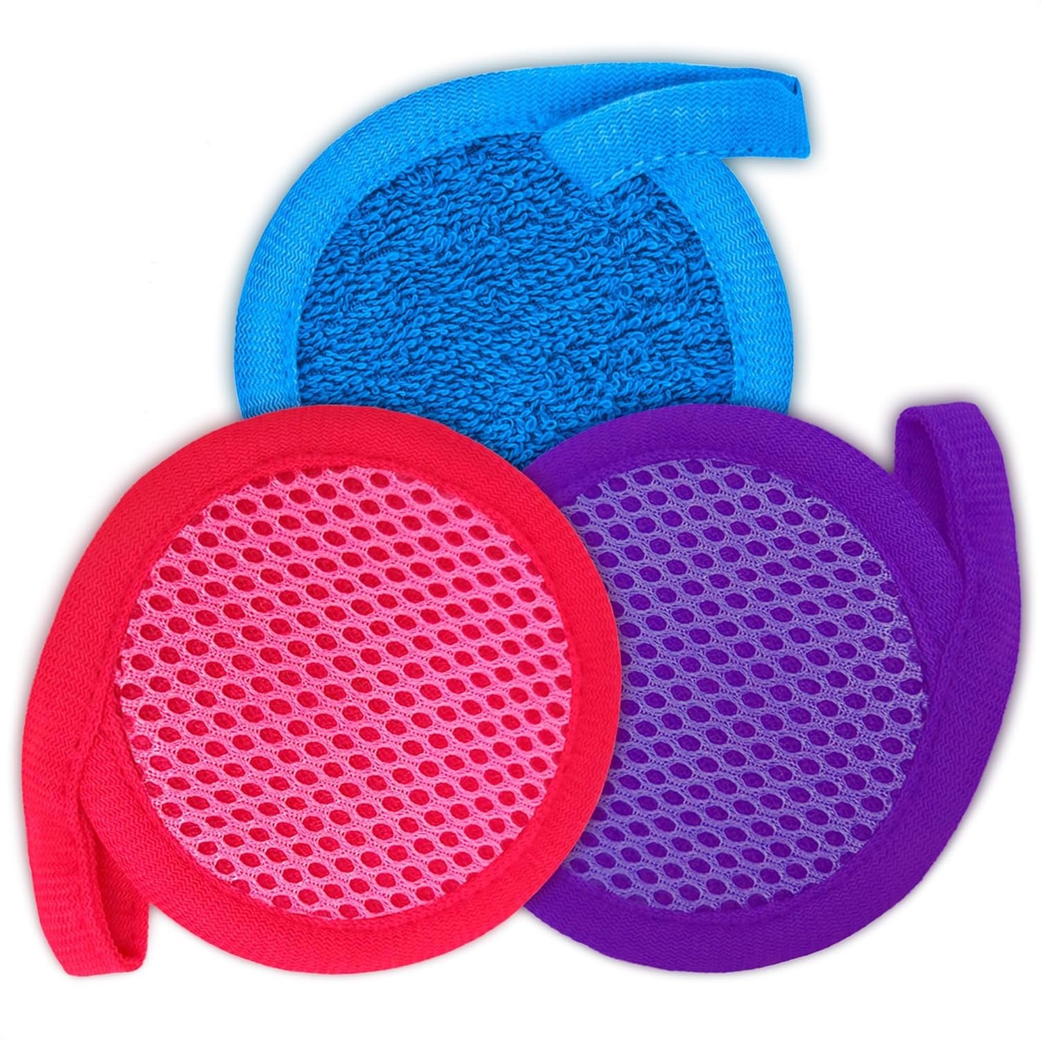 2 in 1 Face Scrub Pads, Reusable Makeup Remover Pads 3 Pcs – Microfiber Exfoliating Washcloth, Washable Face Scrubber, Facial Cleansing Pads for Eyes, Lips & Neck, Makeup Remover Cloth, Gift for Women