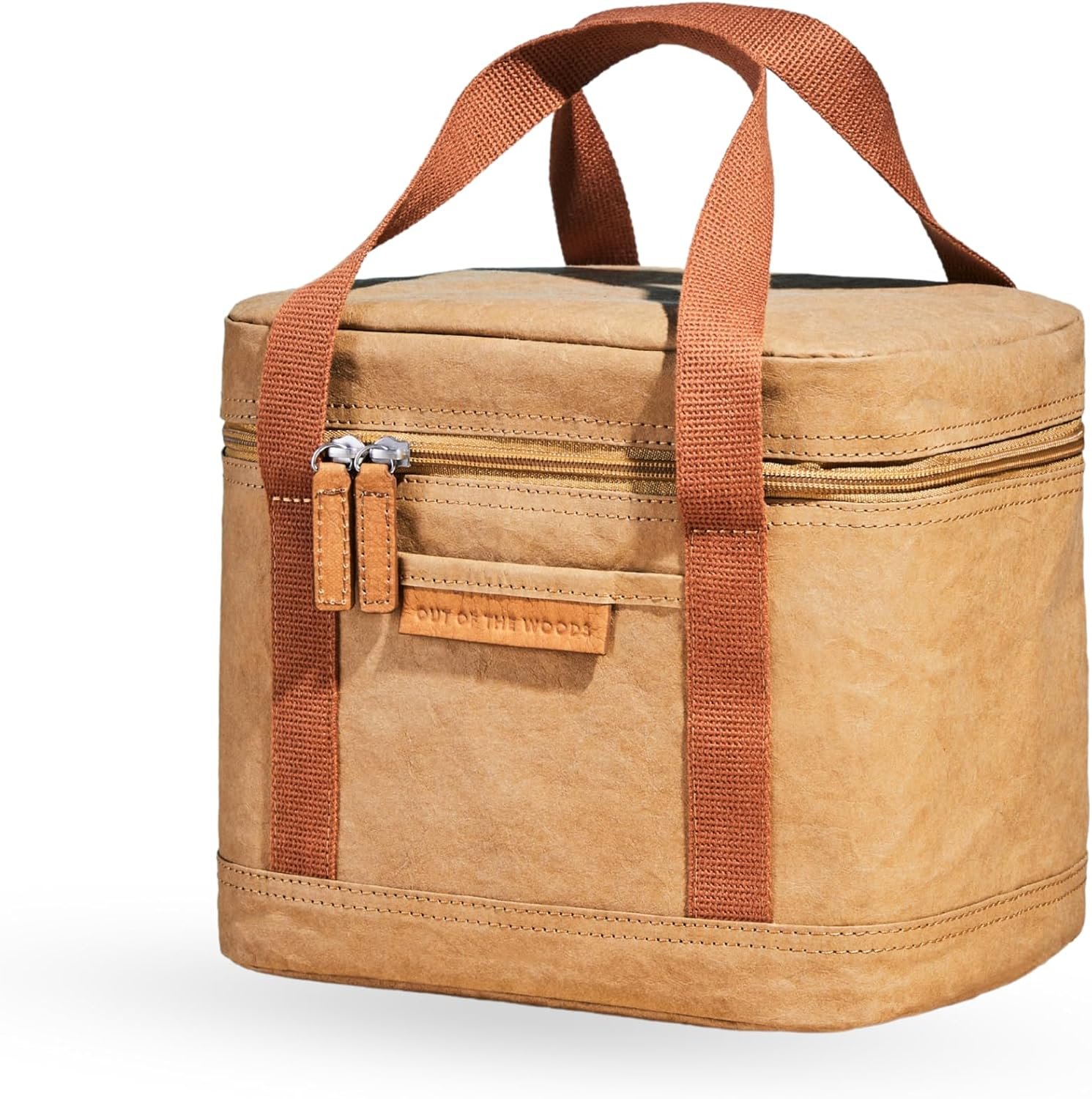 Out of the Woods Walrus Lunch Cooler, Reusable & Eco-Friendly, Insulated, Washable Paper, Interior Mesh & Exterior Pocket, Brown