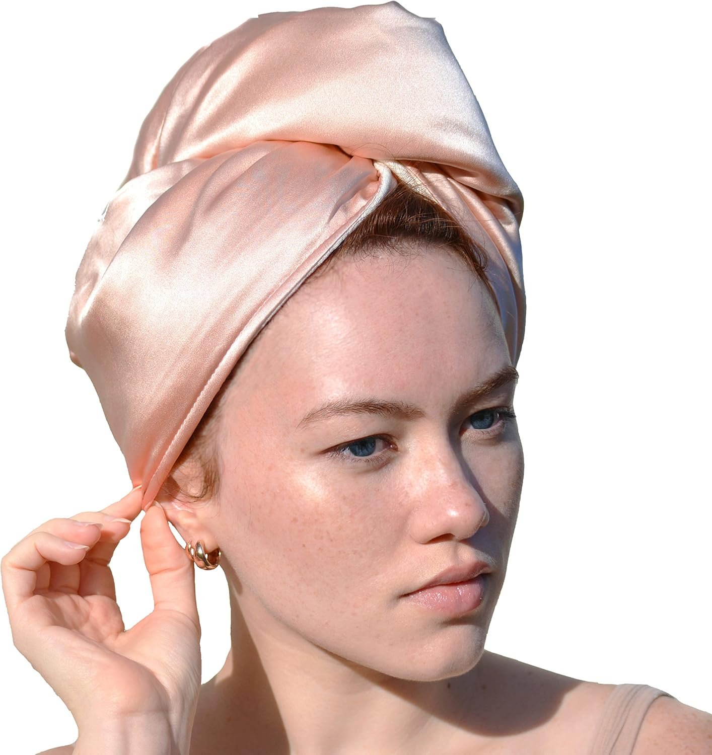 Cool Mom’s Closet Pure Silk Hair Towel | Towel for Hair Satin Hair Wrap Curly Hair Towel Plopping Towel Curly Hair Plop Bamboo Cotton | Sustainable Handmade in FL (Pink, X-Large)