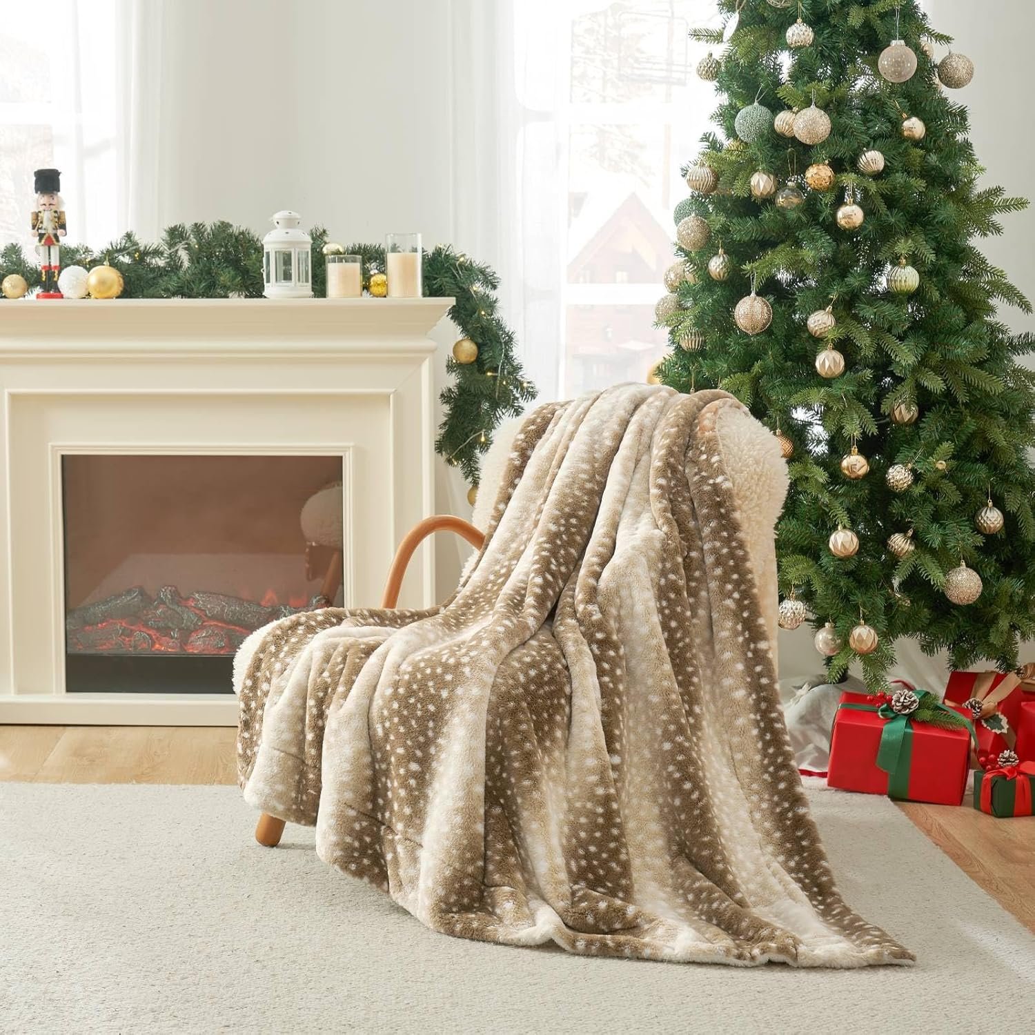 Cozy Bliss Luxury Faux Fur Throw Blanket Animal Striped Print, Non Shedding Double Sided Sherpa Blankets Super Soft Fluffy Thick Warm Throws Home Decor for Couch Bed Sofa Women (Brown, 60×80 Inches)