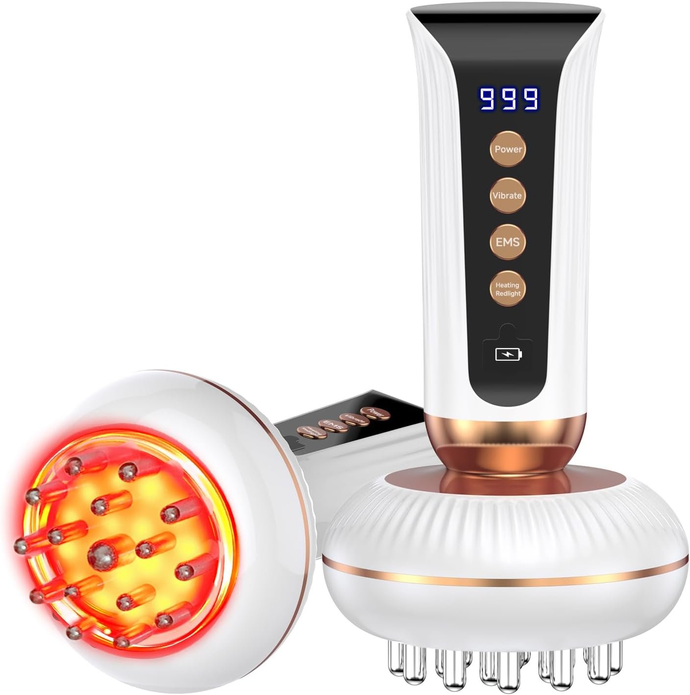 4-in-1 Handheld Lymphatic Drainage Anti Cellulite Body Sculpting Massager | Red Light Heat Vibration, Relieve Lymphedema Lipedema, Full Body Deep Tissue Pain Relief, Cordless Portable