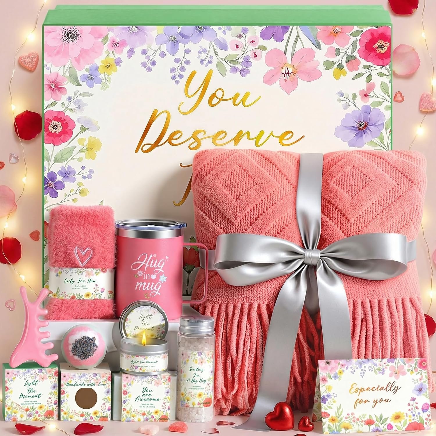Birthday Gifts for Women Gift Baskets for Women Self Care Spa Gift Set Thinking of You Care Package Get Well Soon Gifts Sympathy Gifts Relaxation Stress Relief Gifts for Mom Sister Friends