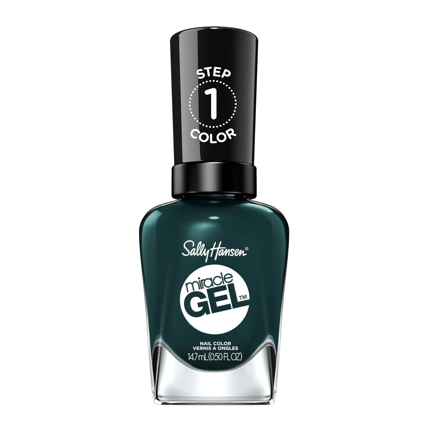 Sally Hansen Miracle Gel Salon Quality Nail Polish | Gel-Like Formula, Two-Step System, No UV Light Needed, Long Lasting | Opaque, Glossy | 676 Jealous Boyfriend | Dark Green Nail Polish