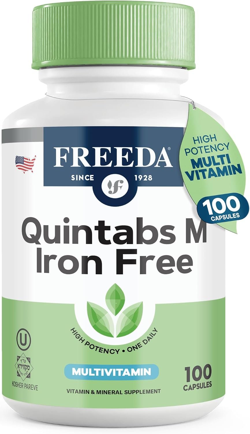 FREEDA One Daily Multivitamin Without Iron – Quintabs-M – 100 Capsules