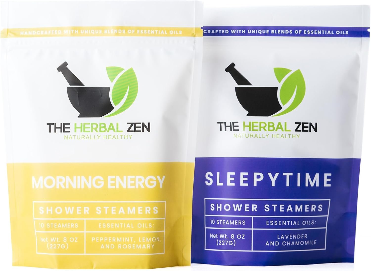 The Herbal Zen Shower Steamers Aromatherapy Gift for Women & Men – 20 Ct | Morning Energy + Sleepytime Combo | Soothing Shower Bomb Tablets | Natural Essential Oils for Energy & Relaxation | USA Made